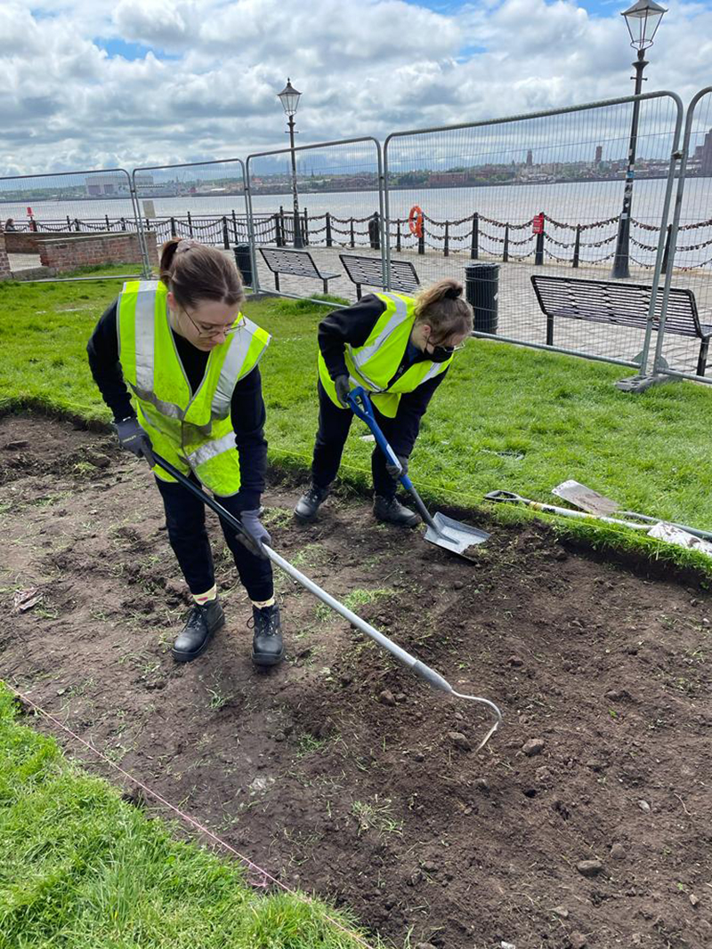 An image depicting archaeology Kickstarters working on a dig at the Pier Head