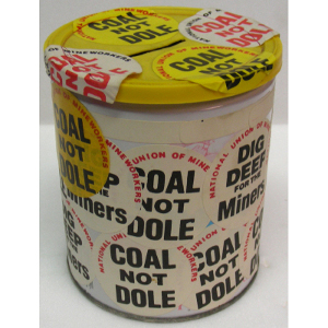 Collecting tin used by the Kirkby Minersâ€™ Support Committee