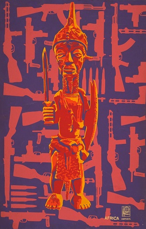 Poster image featuring and African carved statue 