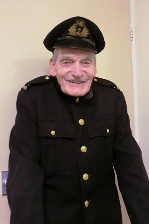 Bob Davis, aged 93, wears his cap and jacket from his time as 2nd Engineer on the pilot ships, recently donated to Merseyside Maritime Museum.
