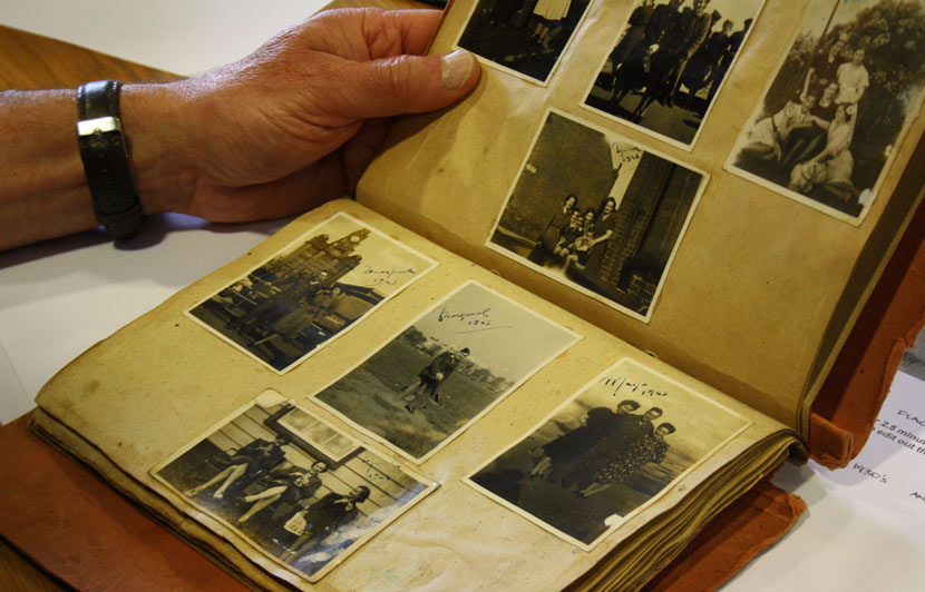 Photograph album with old family photos inside