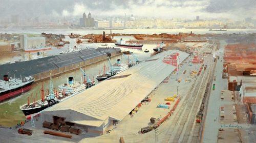 Painting of Vittoria Docks in Birkenhead, Wirral