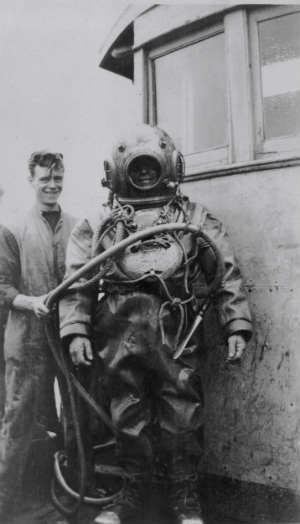 Royal Navy diver in his diving suit