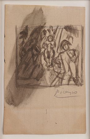 Image of the drawing, Study for Temptation of St Anthony (1909), by Pablo Picasso  