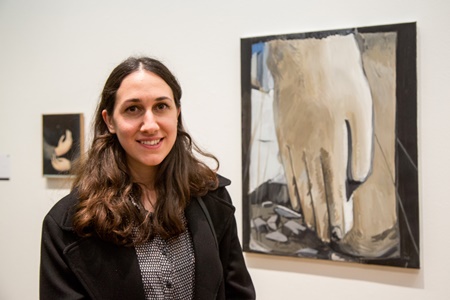Talar Aghbashian in front of her prizewinning painting Â© Dave Jones