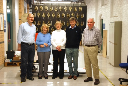 Test programming of the Roberts-LÃ©gÃ© tide predicting machine (left to right: Steve Newman, Metals Conservation at National Museums Liverpool; Sylvia Asquith & Valerie Doodson (daughter-in-law of Arthur Doodson), both part of the original team of programmers of the machines, and Ian Vassie and Prof. Phil Woodworth, tidal scientists formerly working for the National Oceanographic Centre.