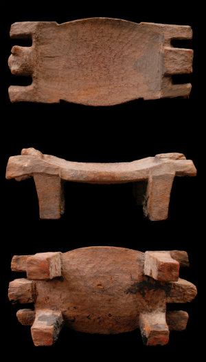 Zoomorphic seat recovered from Pitch Lake, Trinidad, carved from Andira sp.