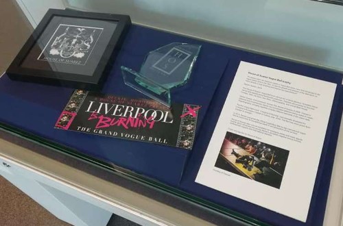 House of Suarez Vogue Ball trophy, logo and Liverpool is Burning flyer 