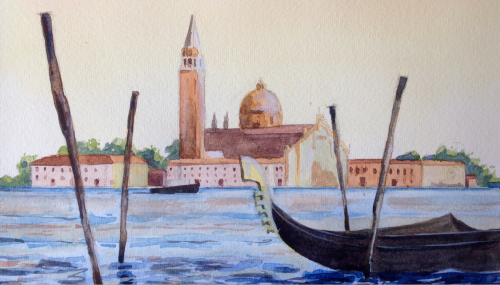 Watercolour of a Venetian scene by Steven Hersey