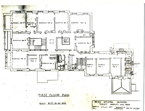 Plan of the first floor of Sudley House in 1943