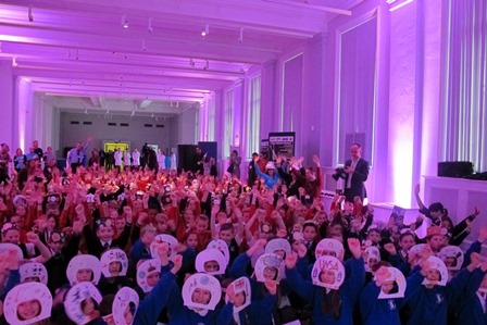 Space hats at the ready! 300 children watched the launch live at World Museum