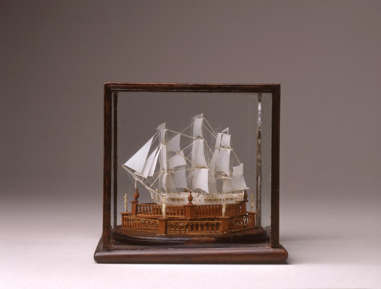 The smallest ship model in our collection on display.