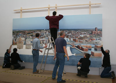 Handling team installing Ben Johnson panorama