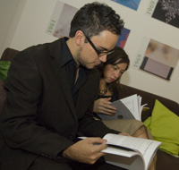 man and woman reading books 