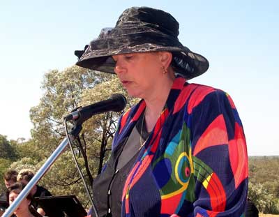 Clem Fisher giving a speech in Australia