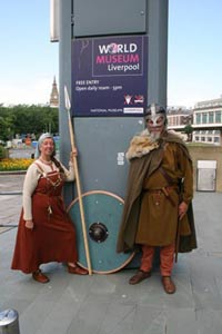 Woman and man dressed as Anglo Saxons