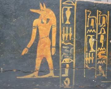 coffin painted with hieroglyphs