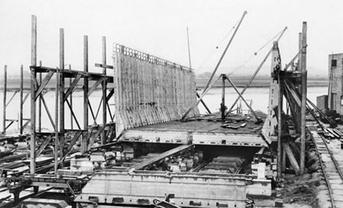 ship during construction