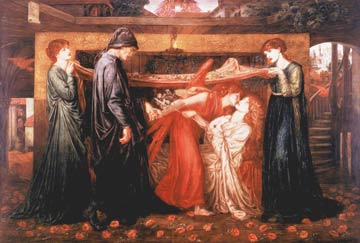 Picture of a painting showuing an angel leading Dante to his dying lover Isabelle