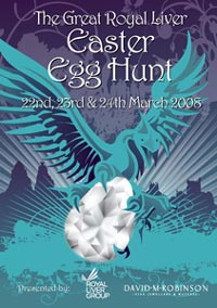 Easter hunt poster of a bird holding a diamond egg.