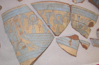 photo of pale blue pottery pieces