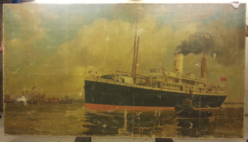 painting of a large ship
