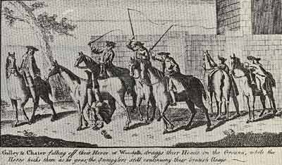 Illustration of men on horses.