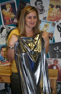 Karen Charnock with a silver dress