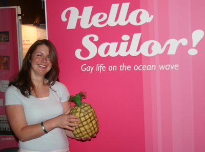 lady with pineapple ice bucket in Hello Sailor exhibition