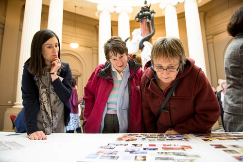 Visitors take a look at plans for the gallery.