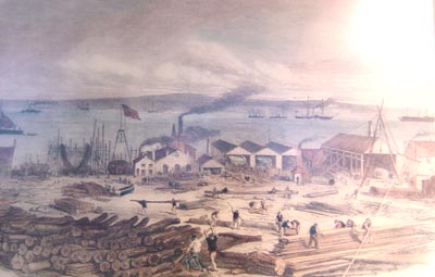 illustration of a busy port scene