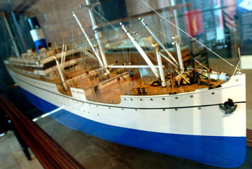 ship model in a display case