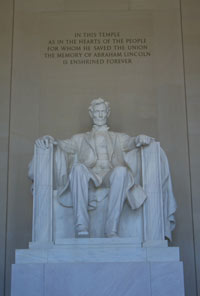 large marble statue of Abraham Lincoln
