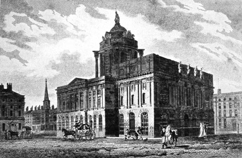 Liverpool's Town Hall, old line drawing