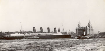 At=rchivbe photo of the Lusitania at the Liverpool landing stage