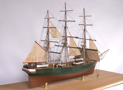 model of a ship with 3 masts