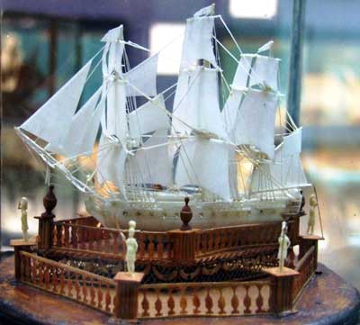 Photo of a model of a white galleon
