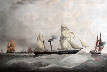 Painting of sailing ships at sea