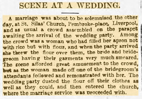 'Scene at wedding' newspaper article