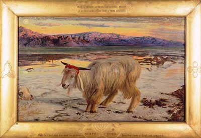 Painting of a goat in an icy landscape