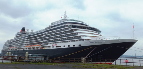 Queen Victoria cruise liner moored in Liverpool