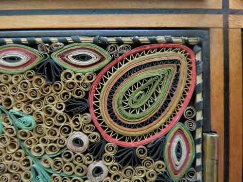 Close-up detail of quilling