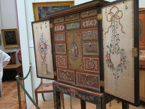 Interior of quilled cabinet