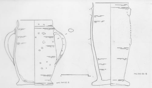 Drawings of cups excavated in Rainford