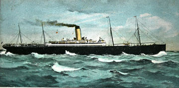 Postcard of a liner at sea