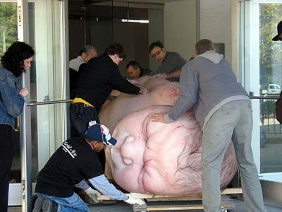 Installation of Ron Mueck exhibition
