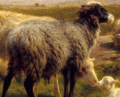 detail showing the brushwork on the painted sheep