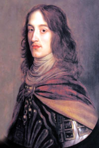 Portrait of a long-haired man in armour 