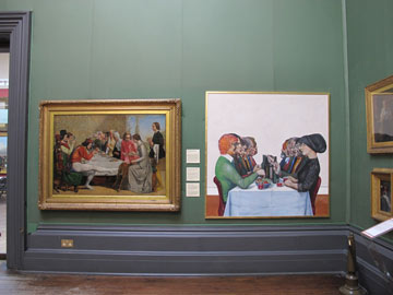 (From L to R) 'Isabella' by Millais and 'The Dinner Party' by Walsh.