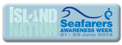 logo with text: An island nation, Seafarers Awareness Week 21-29 June 2014